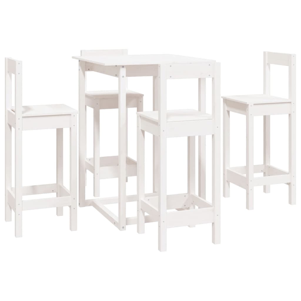 Ensemble de bar 5 pcs Blanc Bois de pin massif Meubles de salle à manger vidaXL