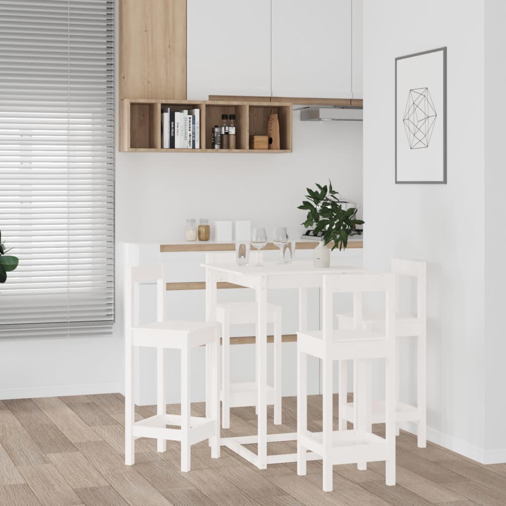 Ensemble de bar 5 pcs Blanc Bois de pin massif Meubles de salle à manger vidaXL