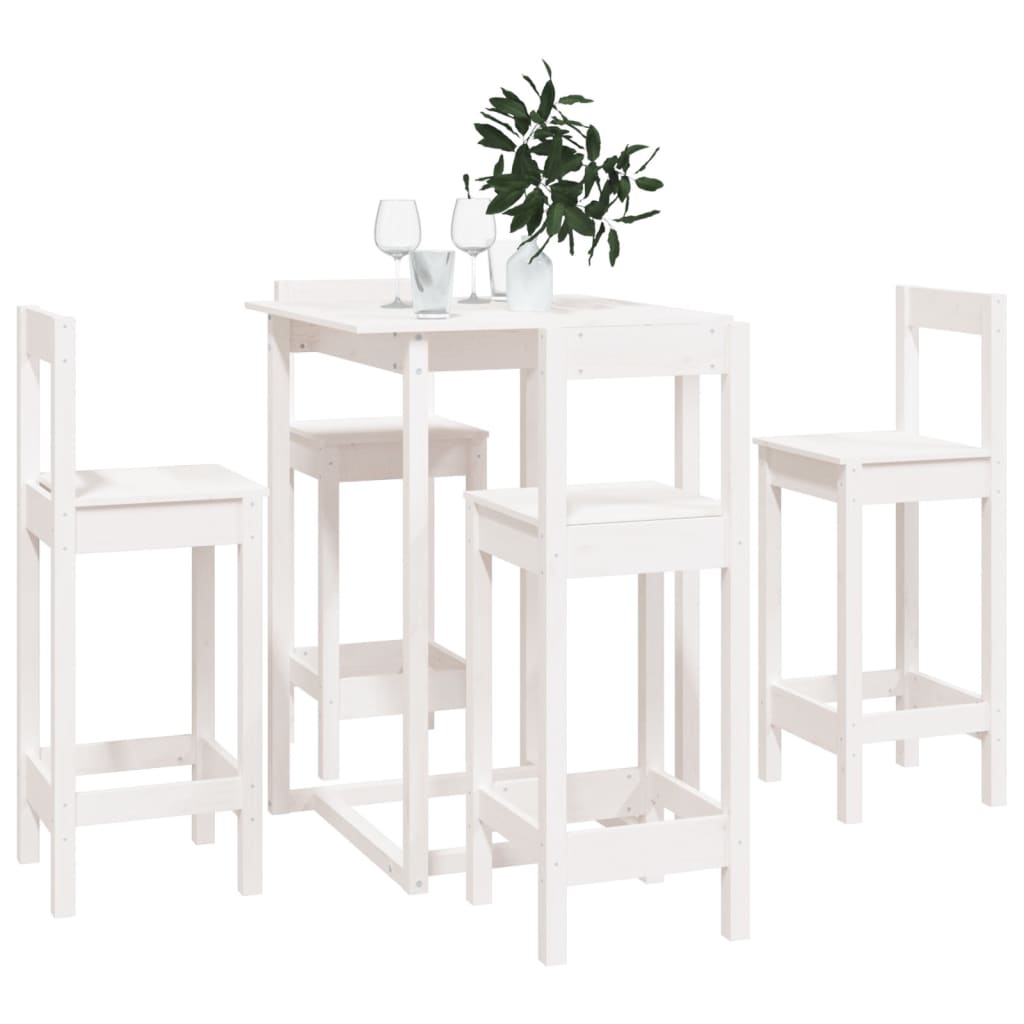 Ensemble de bar 5 pcs Blanc Bois de pin massif Meubles de salle à manger vidaXL