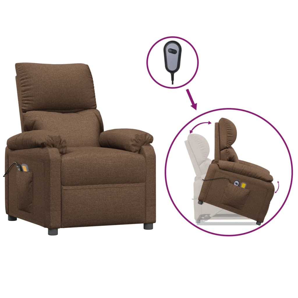 Fauteuil de massage Marron Tissu Fauteuils électriques vidaXL