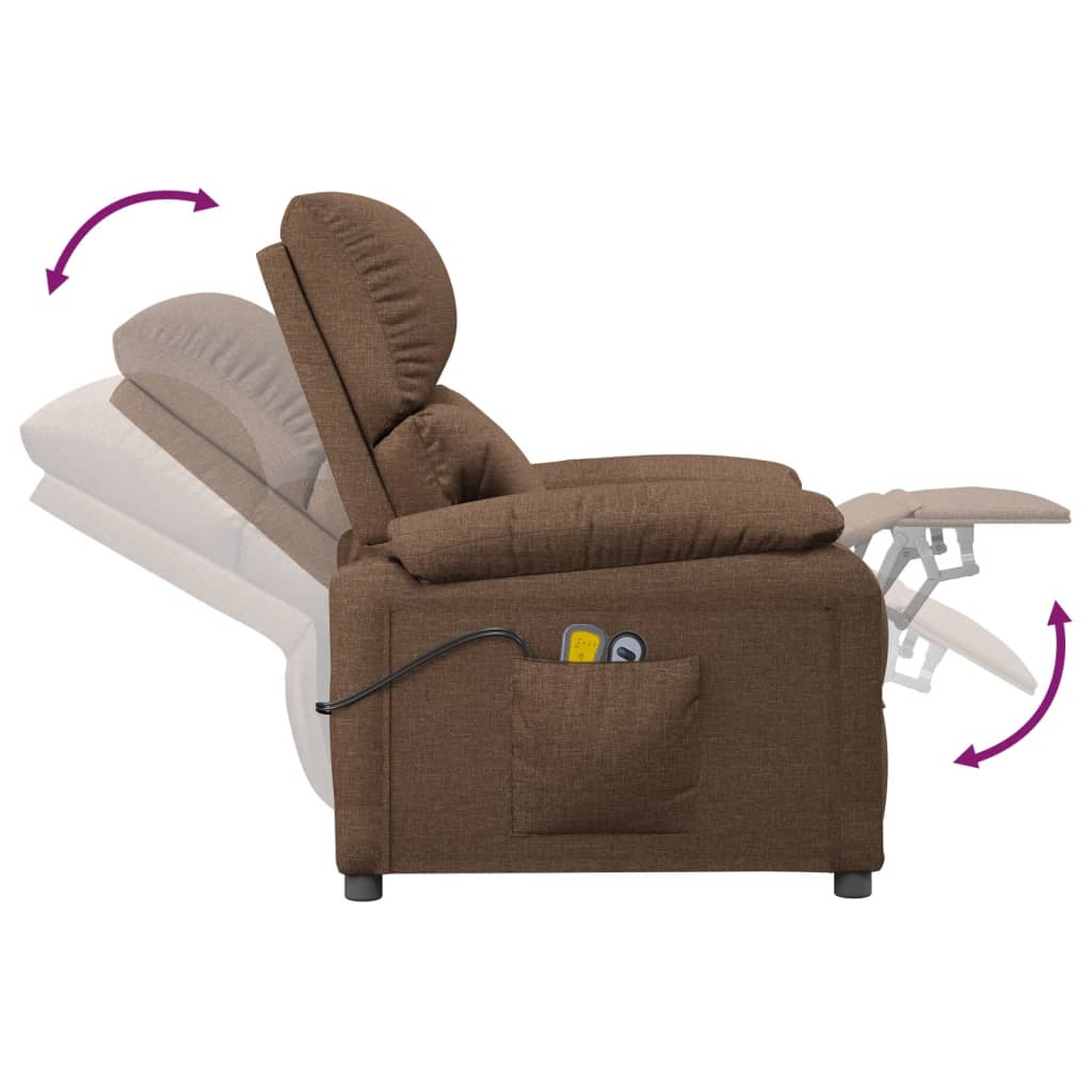 Fauteuil de massage Marron Tissu Fauteuils électriques vidaXL