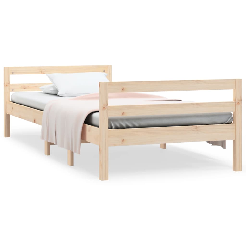 Cadre de lit 75x190 cm Bois de pin massif Lits & cadres de lit vidaXL   