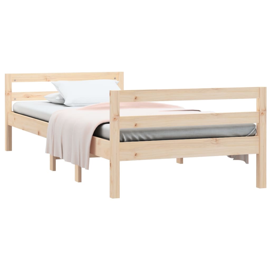 Cadre de lit 75x190 cm Bois de pin massif Lits & cadres de lit vidaXL   