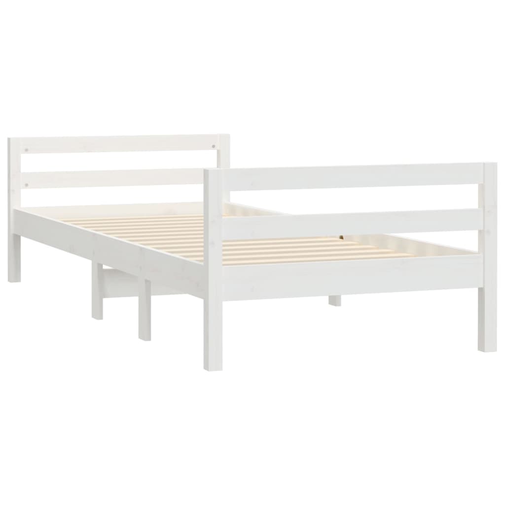 Cadre de lit Blanc 75x190 cm Bois de pin massif Lits & cadres de lit vidaXL   