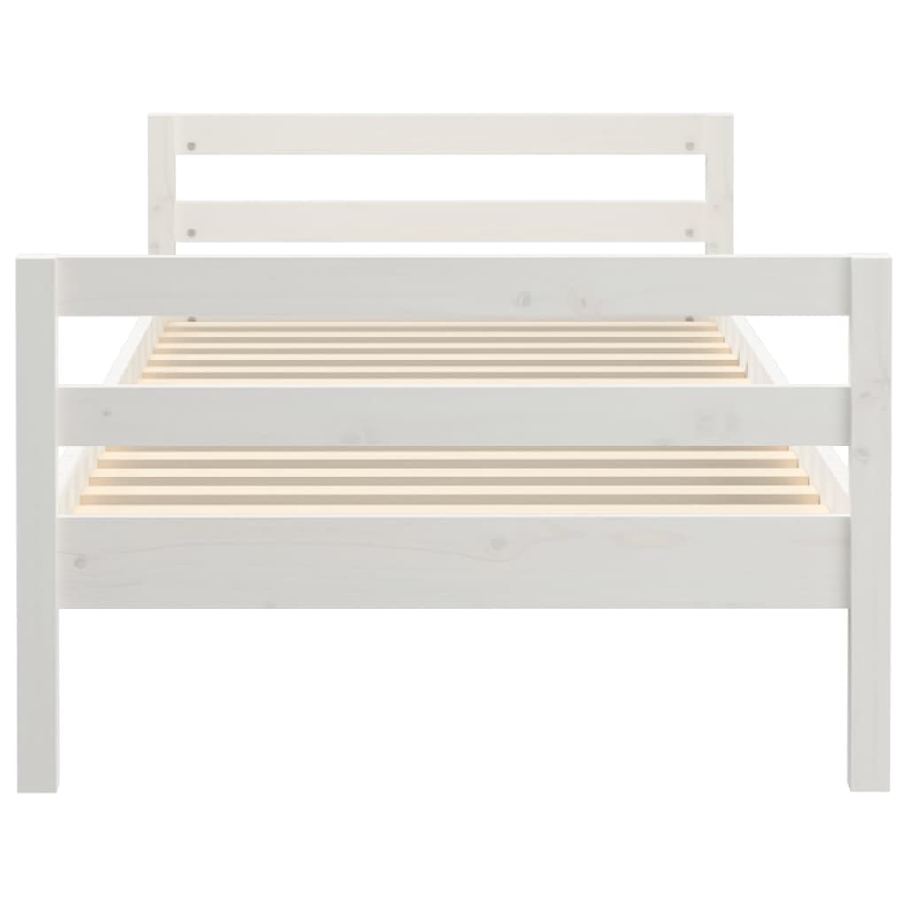 Cadre de lit Blanc 75x190 cm Bois de pin massif Lits & cadres de lit vidaXL   