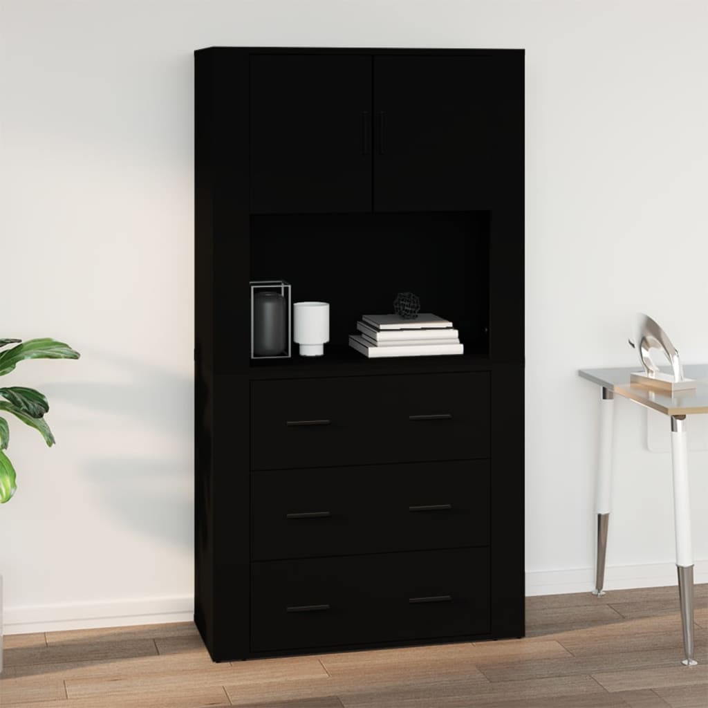 Armoire murale Noir 80x33x80 cm Bois d'ingénierie Buffets & bahuts vidaXL