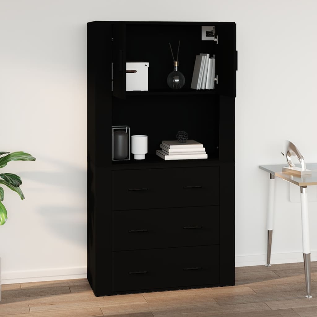 Armoire murale Noir 80x33x80 cm Bois d'ingénierie Buffets & bahuts vidaXL