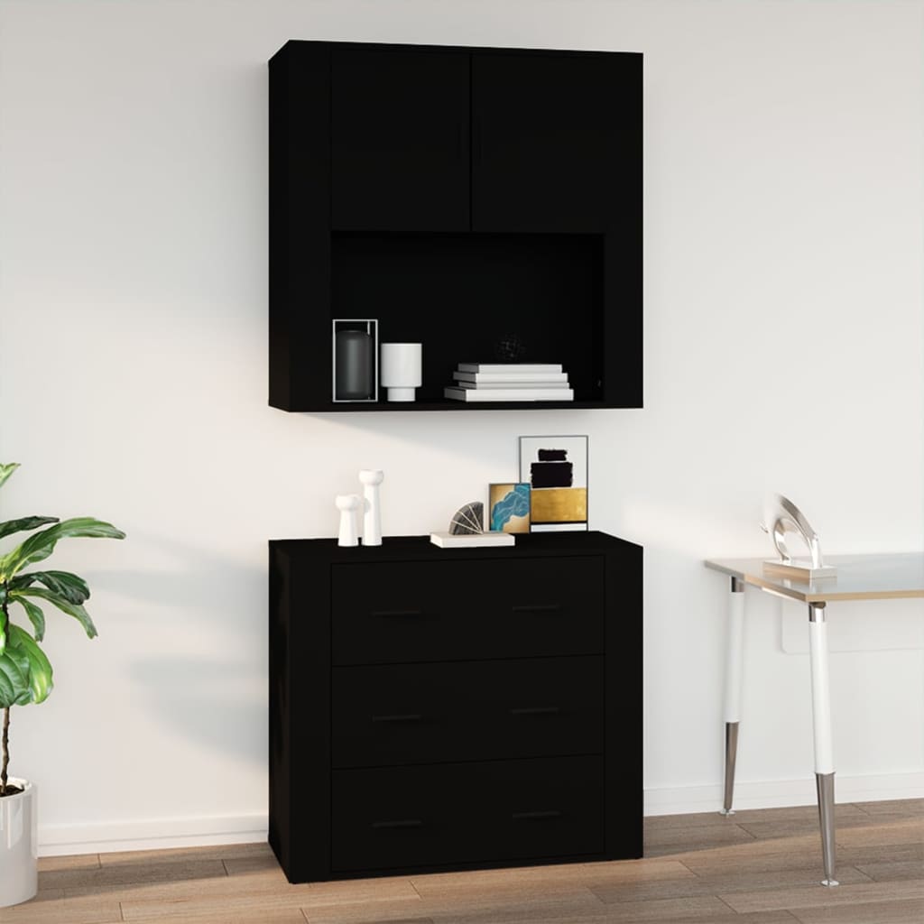 Armoire murale Noir 80x33x80 cm Bois d'ingénierie Buffets & bahuts vidaXL