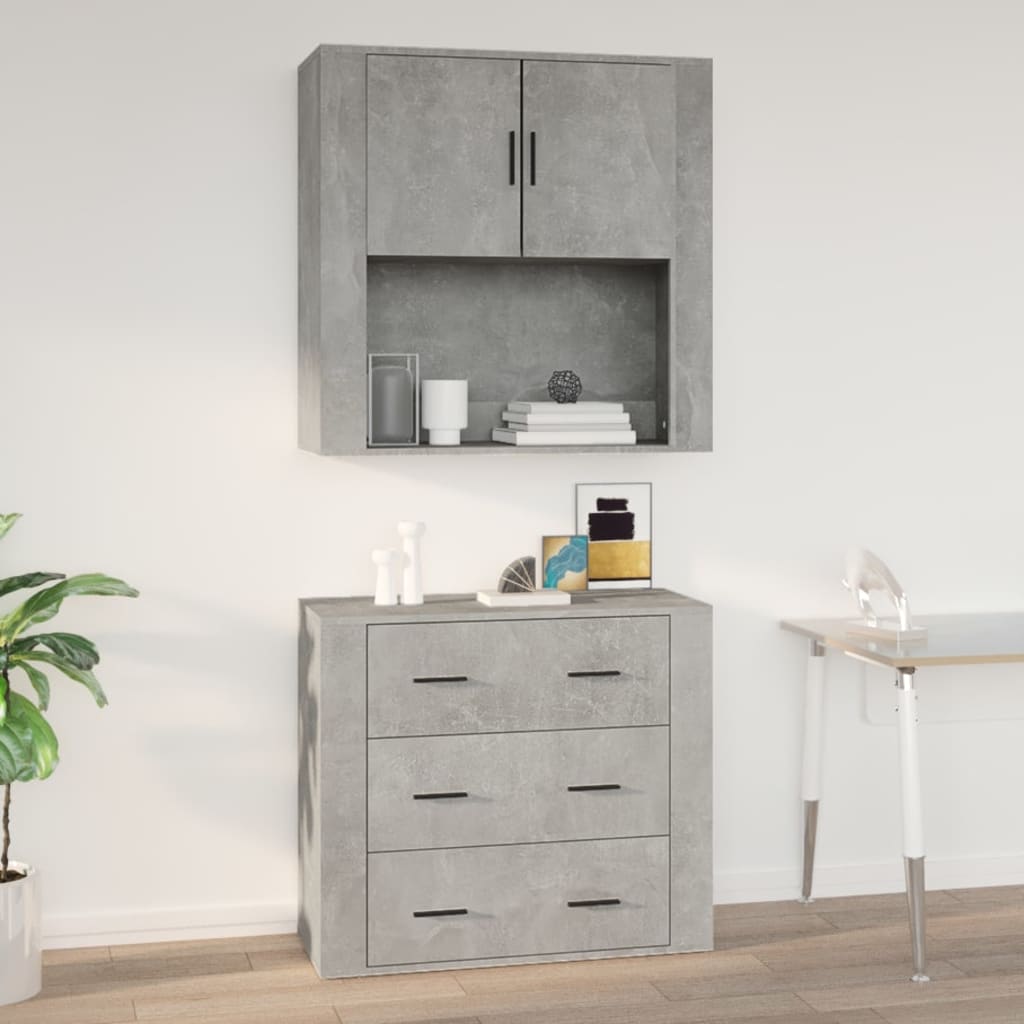 Armoire murale Gris béton 80x33x80 cm Bois d'ingénierie Buffets & bahuts vidaXL