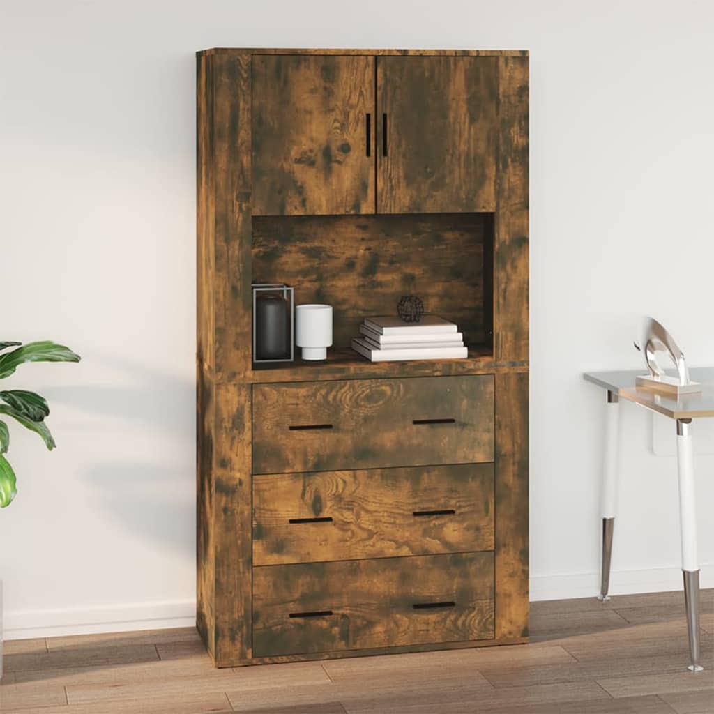 Armoire murale Chêne fumé 80x33x80 cm Bois d'ingénierie Buffets & bahuts vidaXL