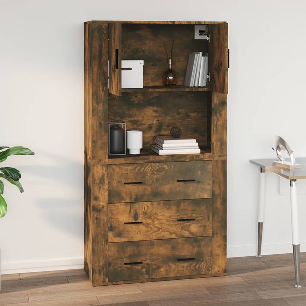 Armoire murale Chêne fumé 80x33x80 cm Bois d'ingénierie Buffets & bahuts vidaXL