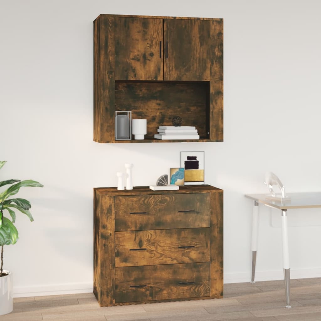 Armoire murale Chêne fumé 80x33x80 cm Bois d'ingénierie Buffets & bahuts vidaXL