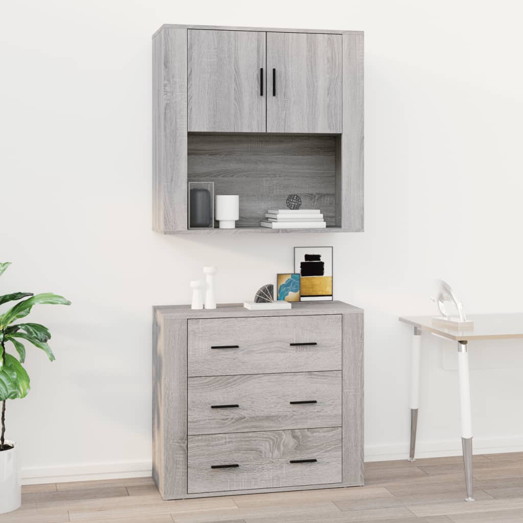 Armoire murale Sonoma gris 80x33x80 cm Bois d'ingénierie Buffets & bahuts vidaXL