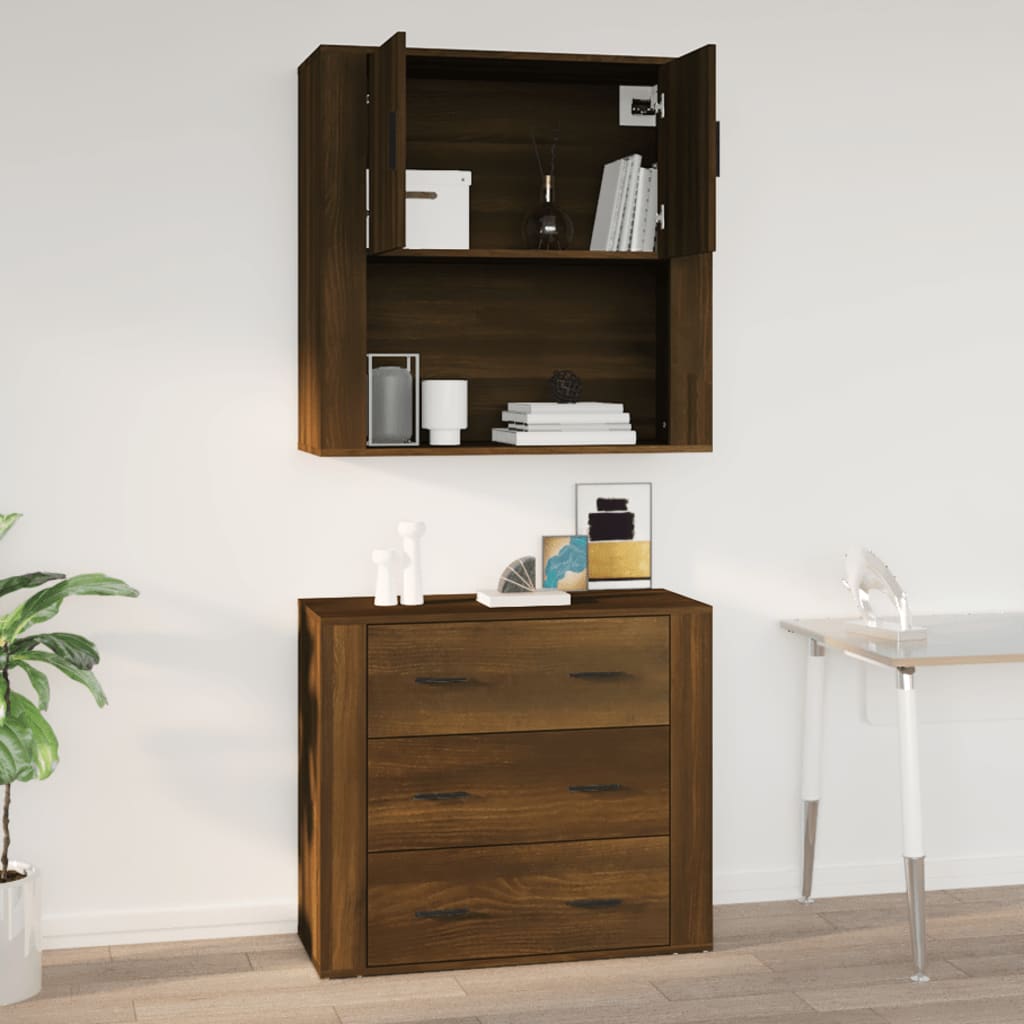 Armoire murale Chêne marron 80x33x80 cm Bois d'ingénierie Buffets & bahuts vidaXL