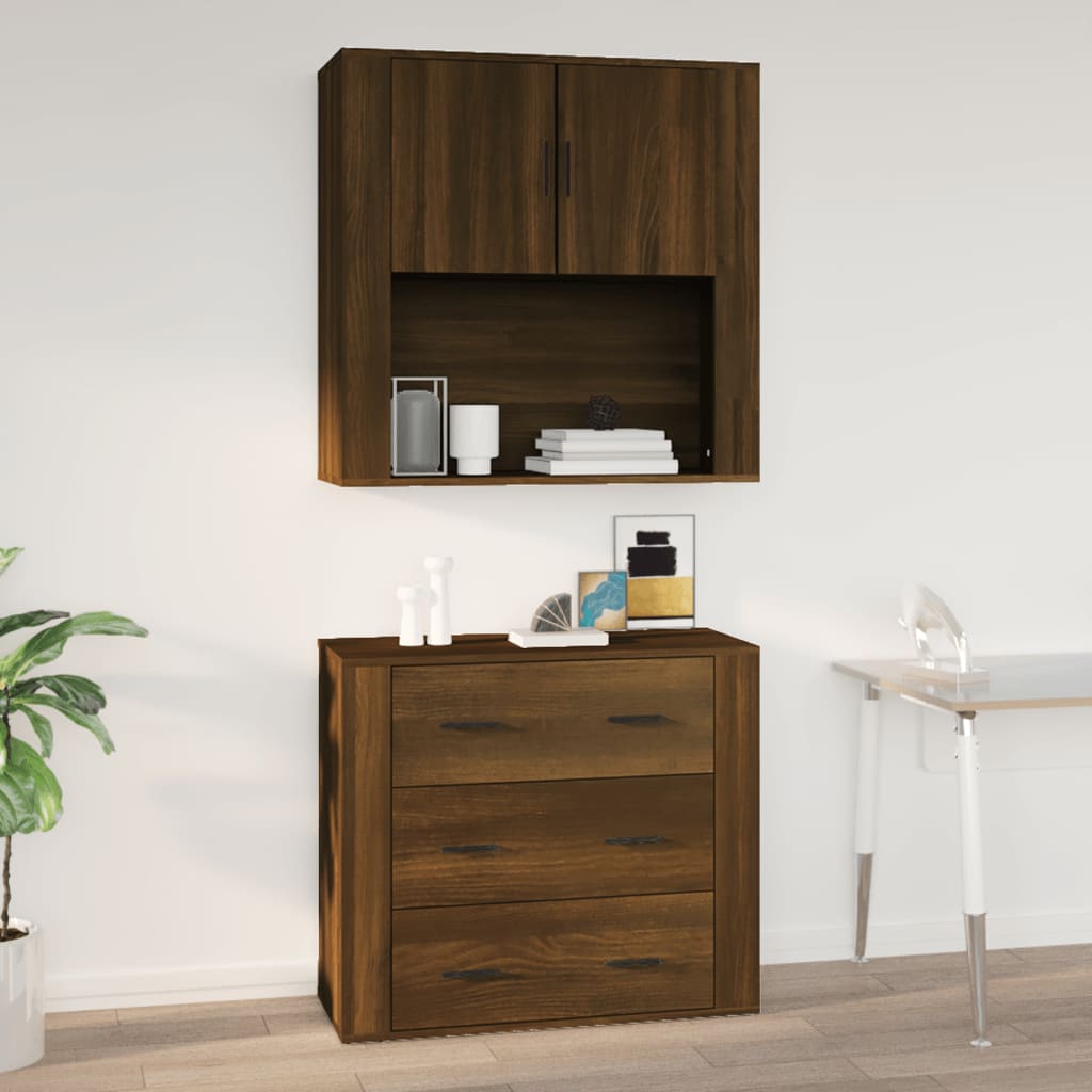 Armoire murale Chêne marron 80x33x80 cm Bois d'ingénierie Buffets & bahuts vidaXL