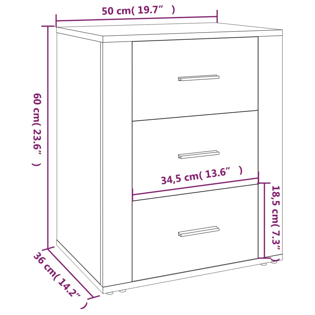 Table de chevet Noir 50x36x60 cm Bois d’ingénierie Tables de chevet vidaXL   