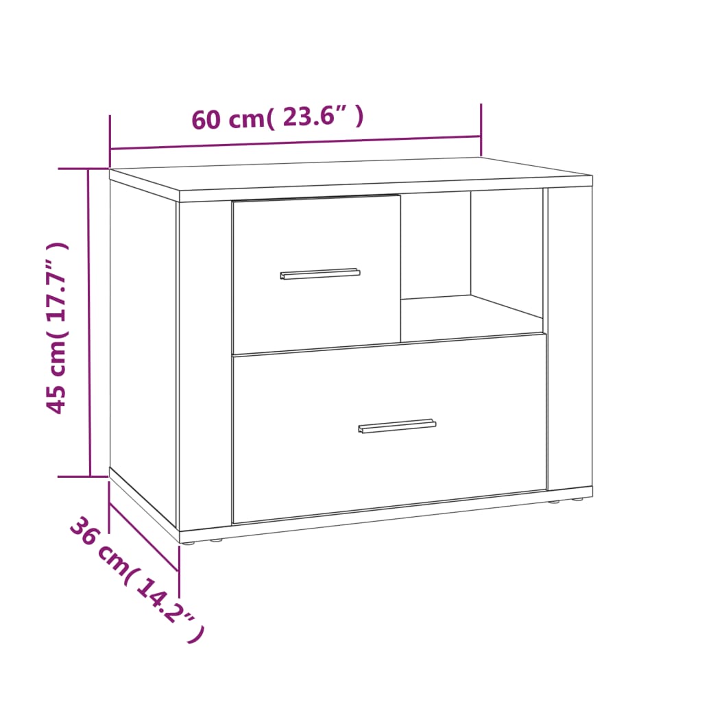 Table de chevet Noir 60x36x45 cm Bois d’ingénierie Tables de chevet vidaXL   