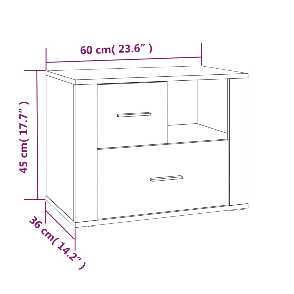 Table de chevet Chêne fumé 60x36x45 cm Bois d'ingénierie Tables de chevet vidaXL   