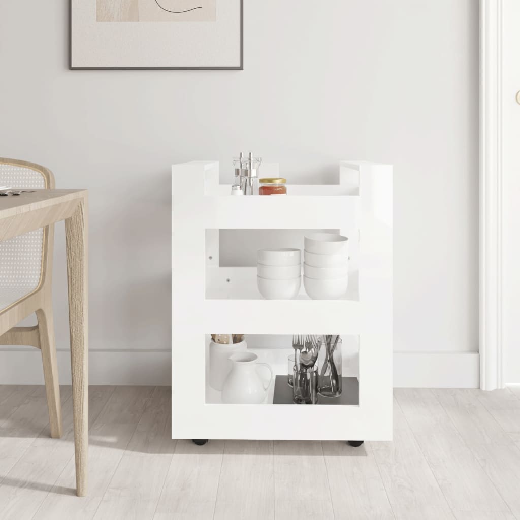 Chariot de cuisine Blanc brillant 60x45x80 cm Bois d'ingénierie - Xios Store SNC