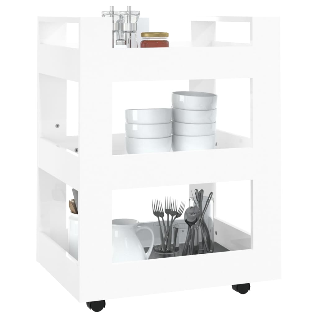 Chariot de cuisine Blanc brillant 60x45x80 cm Bois d'ingénierie - Xios Store SNC