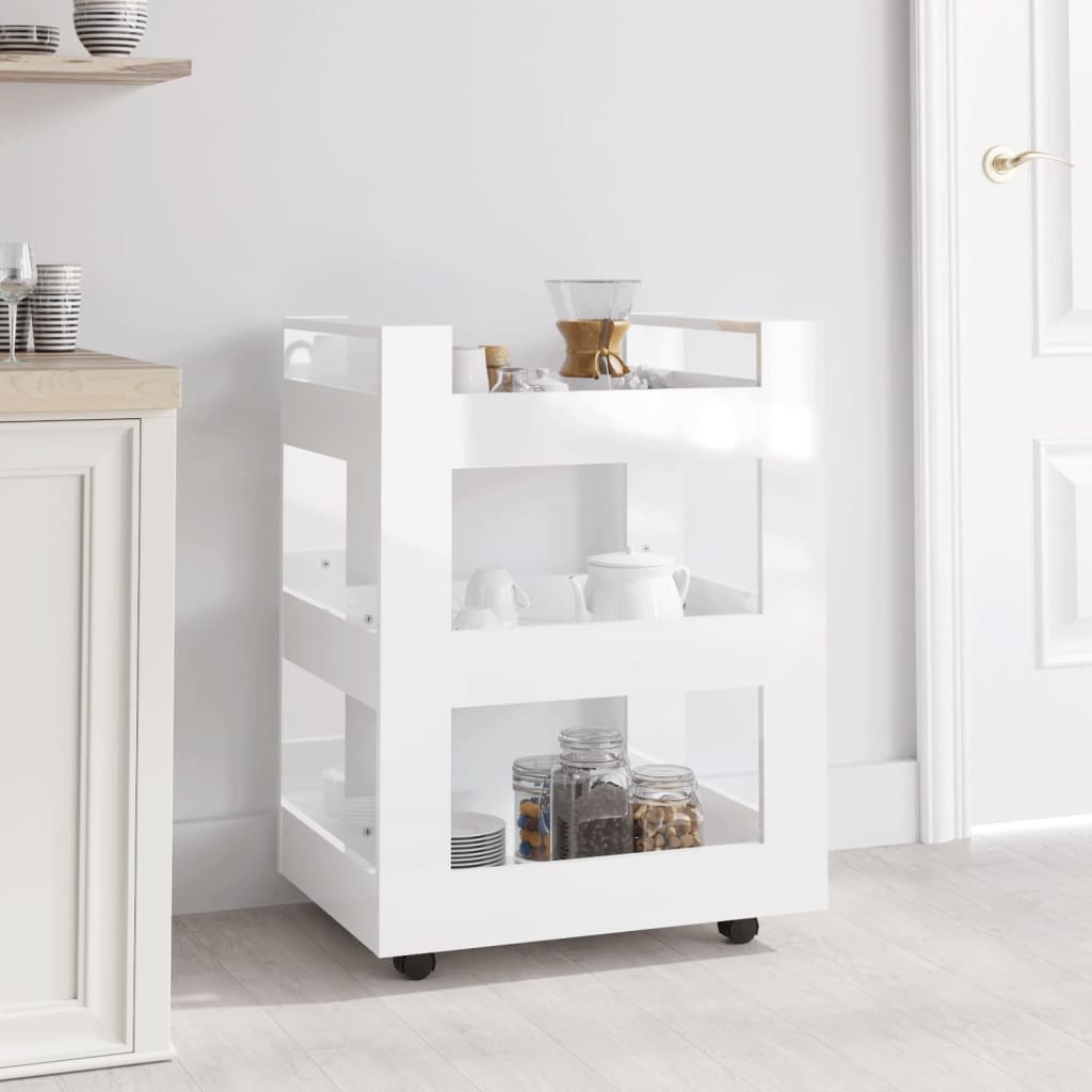 Chariot de cuisine Blanc brillant 60x45x80 cm Bois d'ingénierie - Xios Store SNC