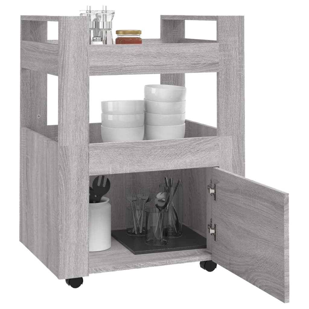 Chariot de cuisine Sonoma gris 60x45x80 cm Bois d'ingénierie Dessertes vidaXL