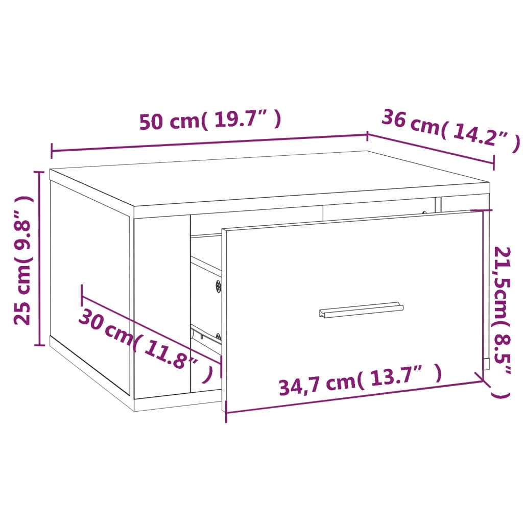 Tables de chevet murales 2 pcs Blanc brillant 50x36x25 cm Tables de chevet vidaXL   