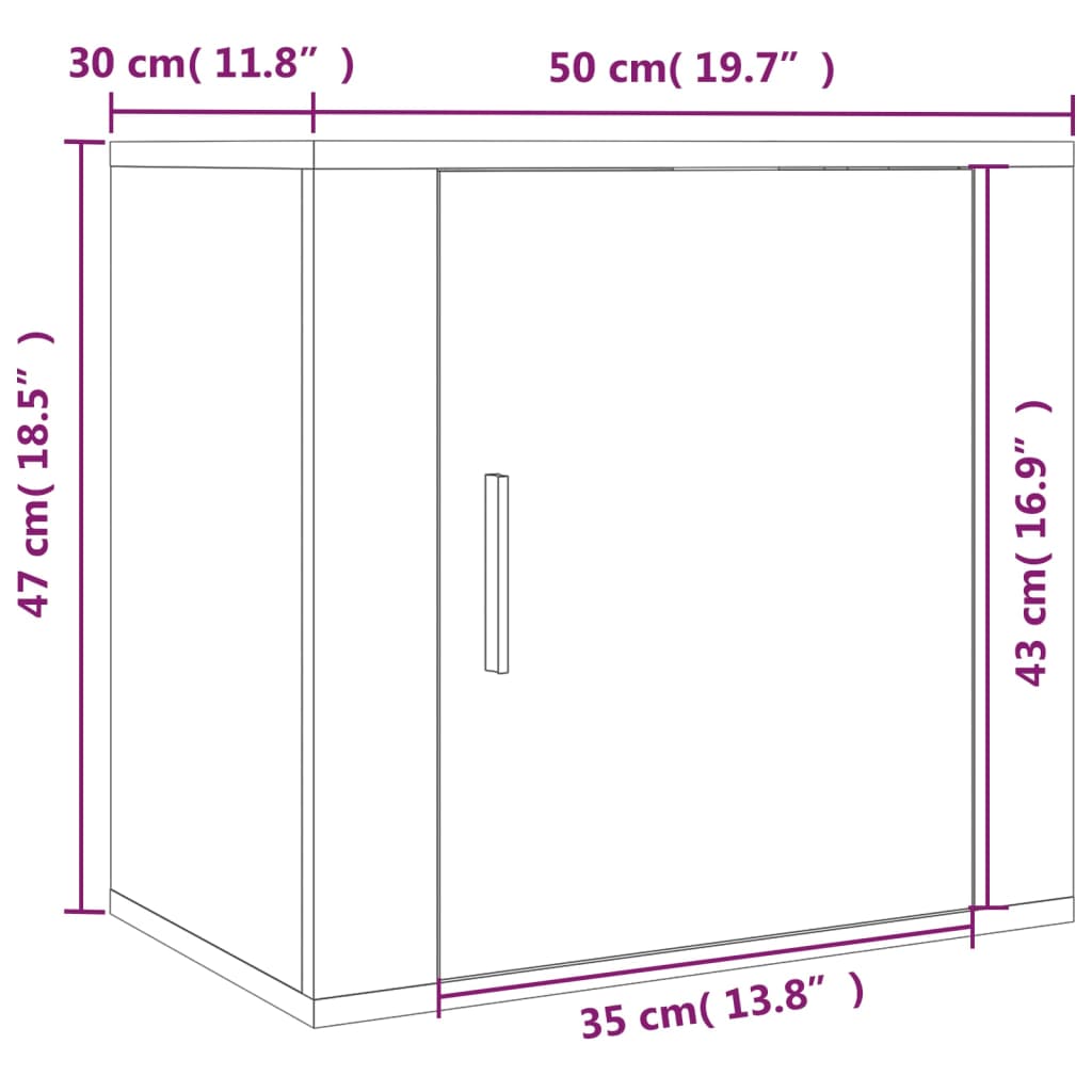 Table de chevet murale Noir 50x30x47 cm Tables de chevet vidaXL   