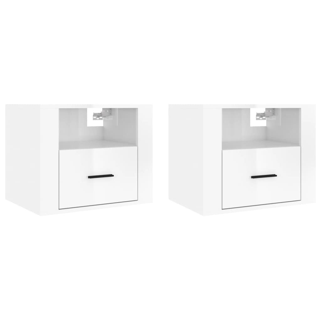 Tables de chevet murales 2 pcs Blanc brillant 50x36x40 cm Tables de chevet vidaXL   