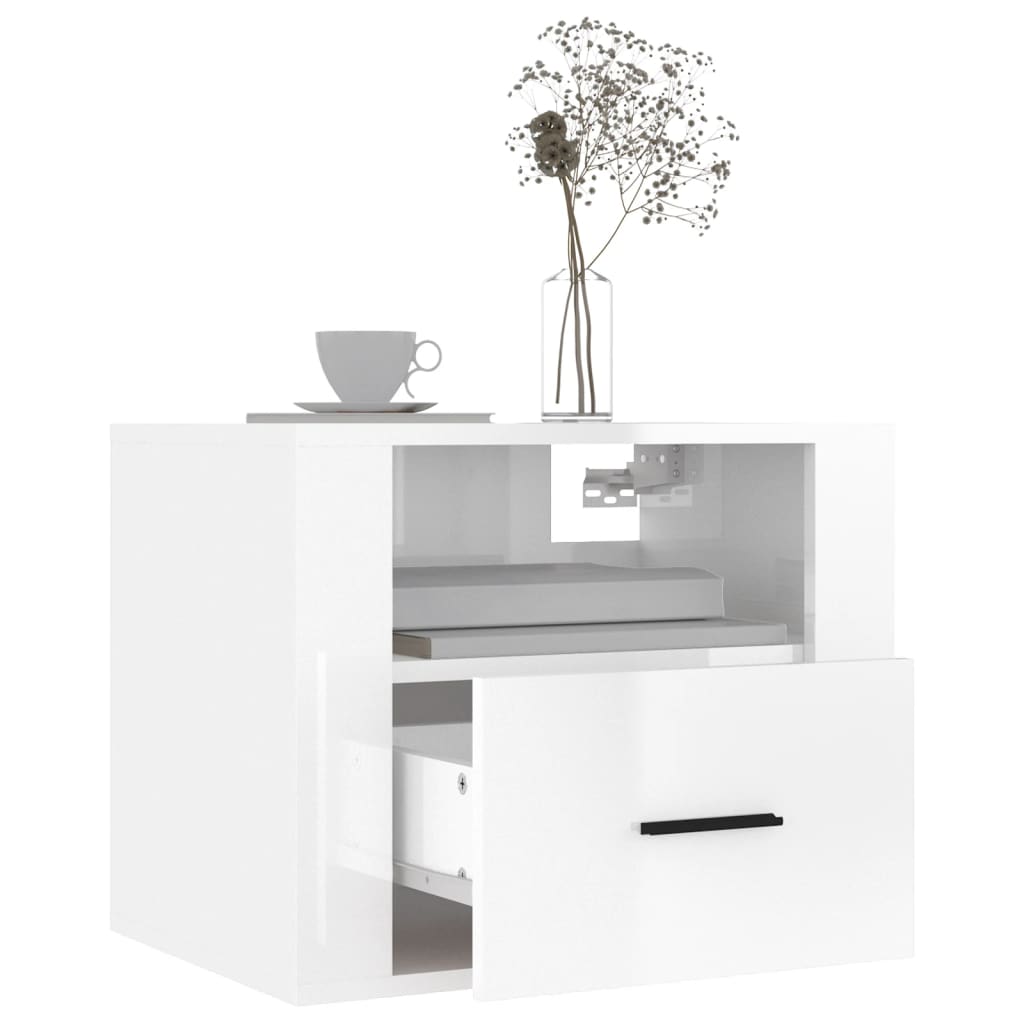 Tables de chevet murales 2 pcs Blanc brillant 50x36x40 cm Tables de chevet vidaXL   