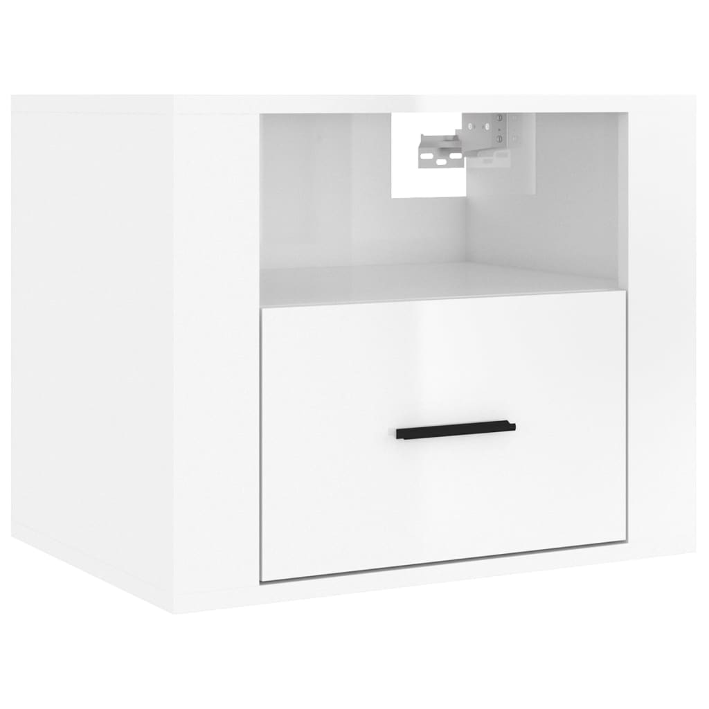 Tables de chevet murales 2 pcs Blanc brillant 50x36x40 cm Tables de chevet vidaXL   