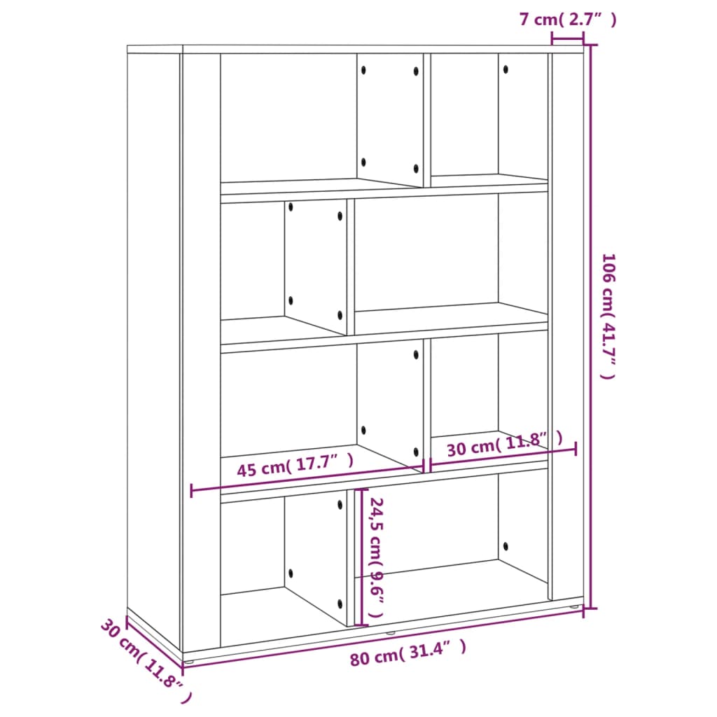 Buffet Gris béton 80x30x106 cm Bois d'ingénierie - Xios Store SNC