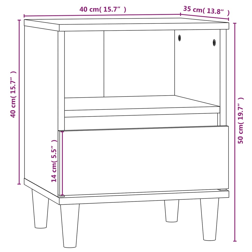 Table de chevet Noir 40x35x50 cm Tables de chevet vidaXL   