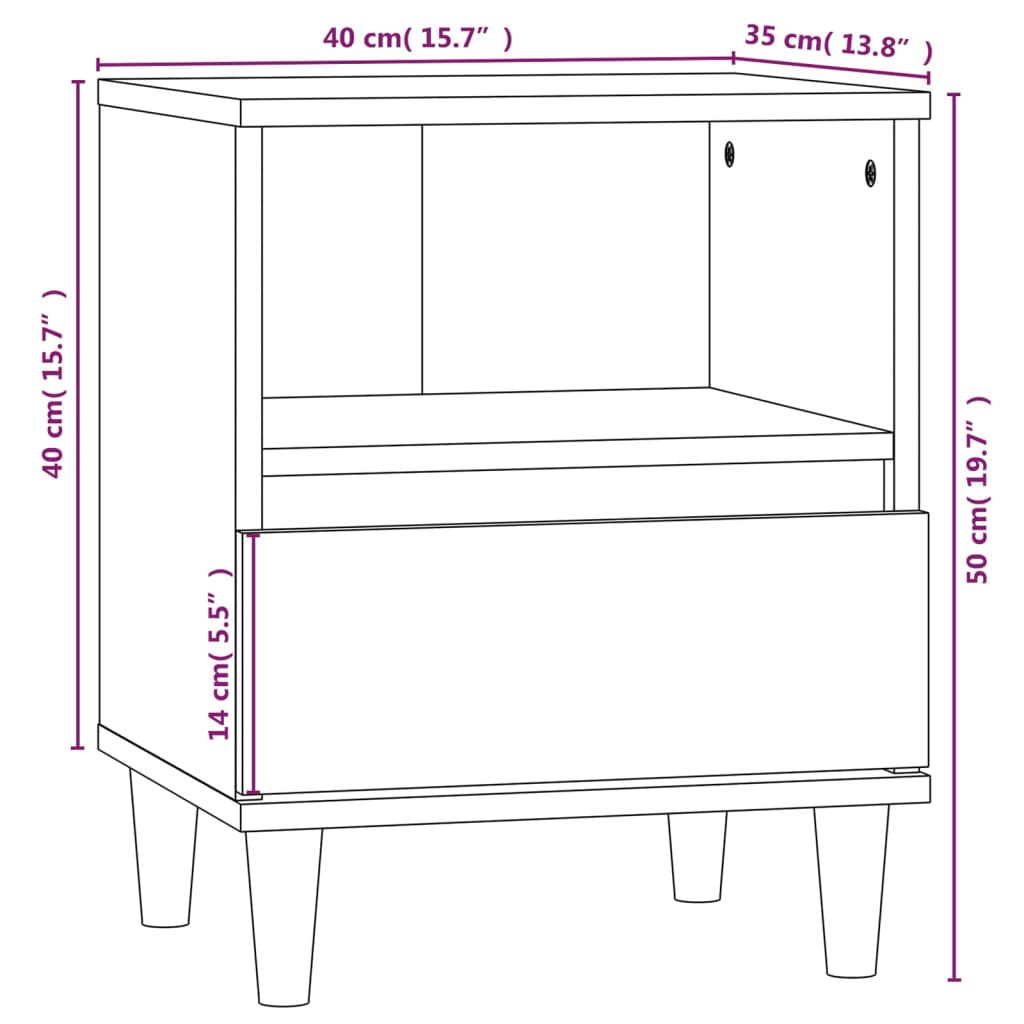 Tables de chevet 2 pcs Chêne fumé 40x35x50 cm Tables de chevet vidaXL   