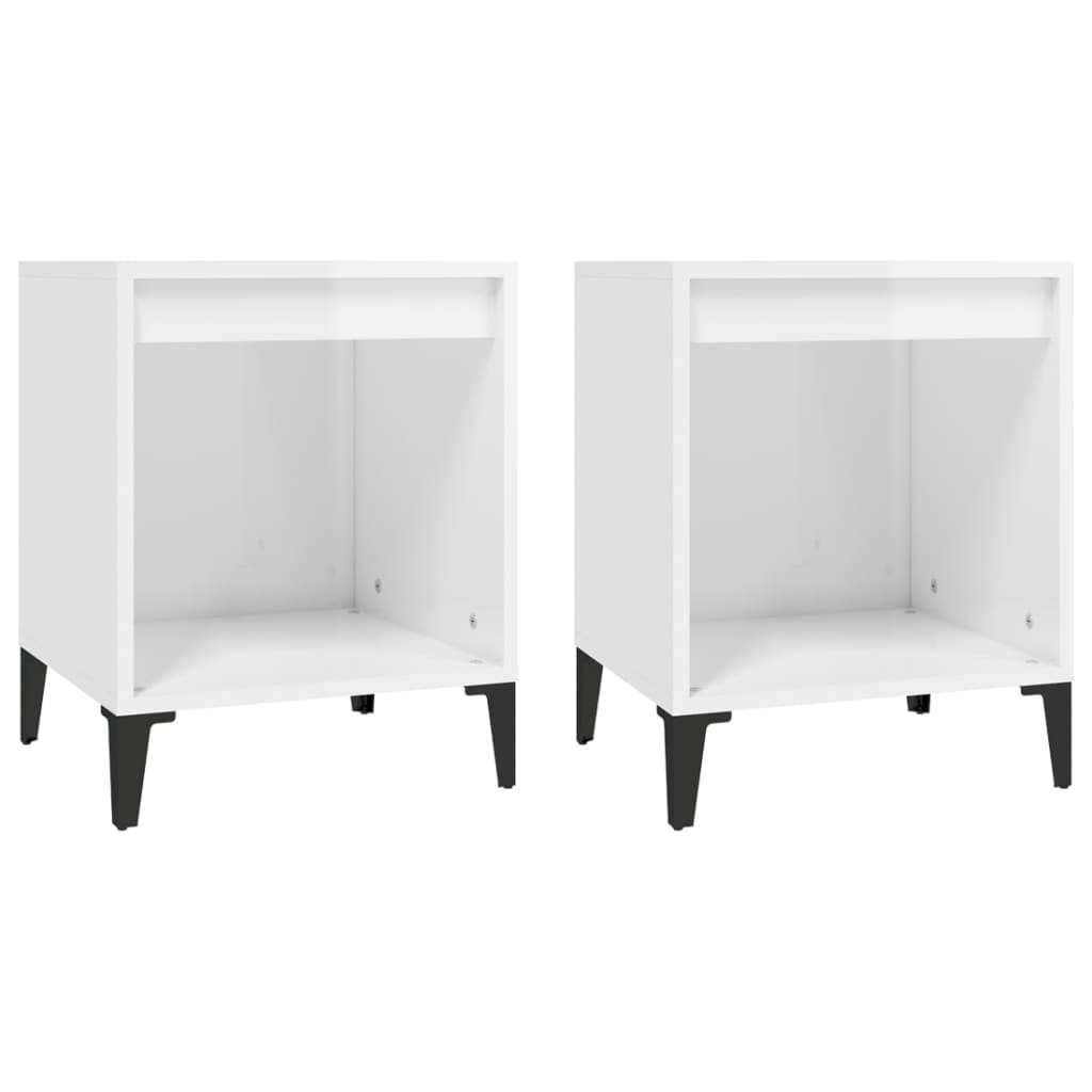 Tables de chevet 2 pcs Blanc brillant 40x35x50 cm Tables de chevet vidaXL   