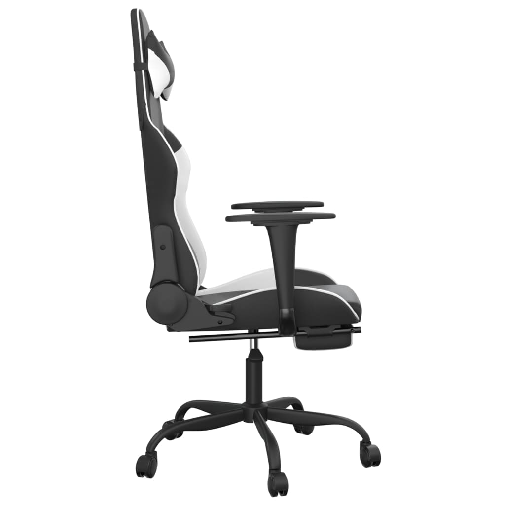 Chaise de jeu avec repose-pied Noir et blanc Similicuir Chaises de jeux vidaXL   