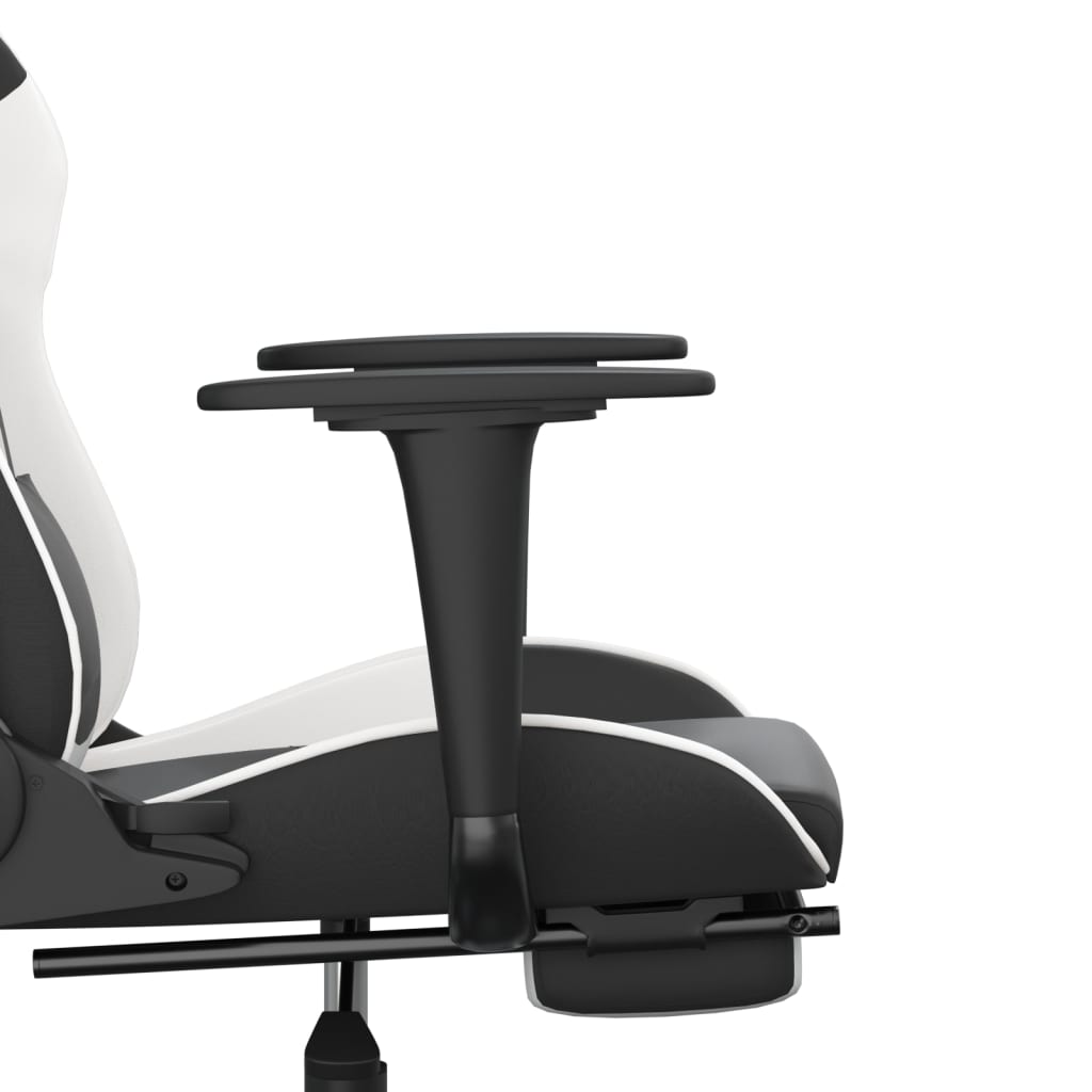 Chaise de jeu avec repose-pied Noir et blanc Similicuir Chaises de jeux vidaXL   