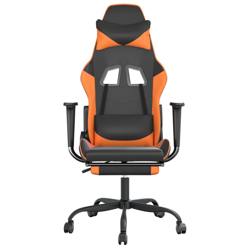 Chaise de jeu avec repose-pied Noir et orange Similicuir Chaises de jeux vidaXL   