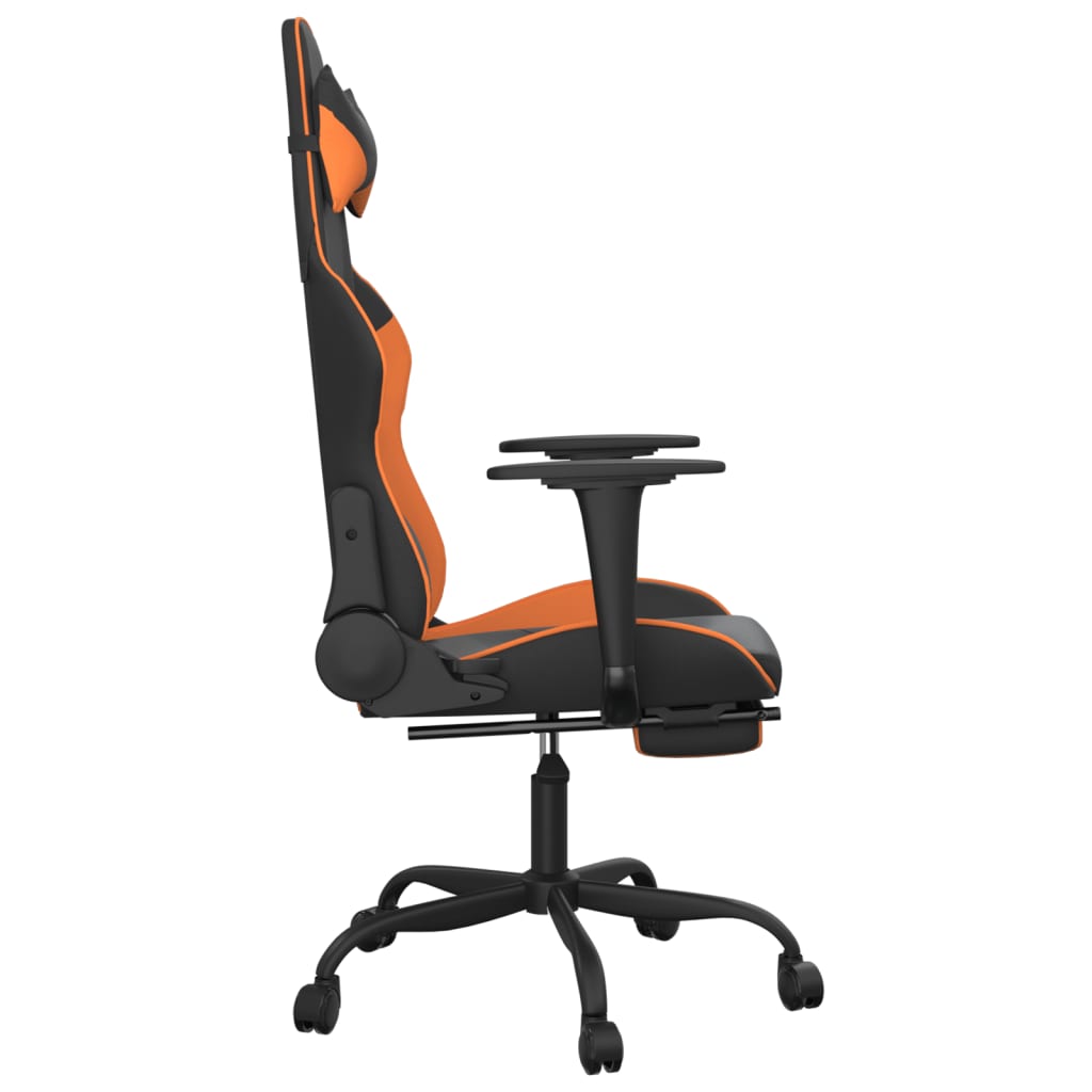 Chaise de jeu avec repose-pied Noir et orange Similicuir Chaises de jeux vidaXL   