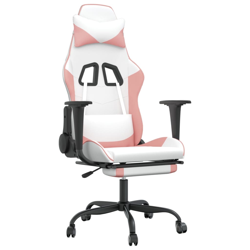 Chaise de jeu avec repose-pied Blanc et rose Similicuir Chaises de jeux vidaXL   