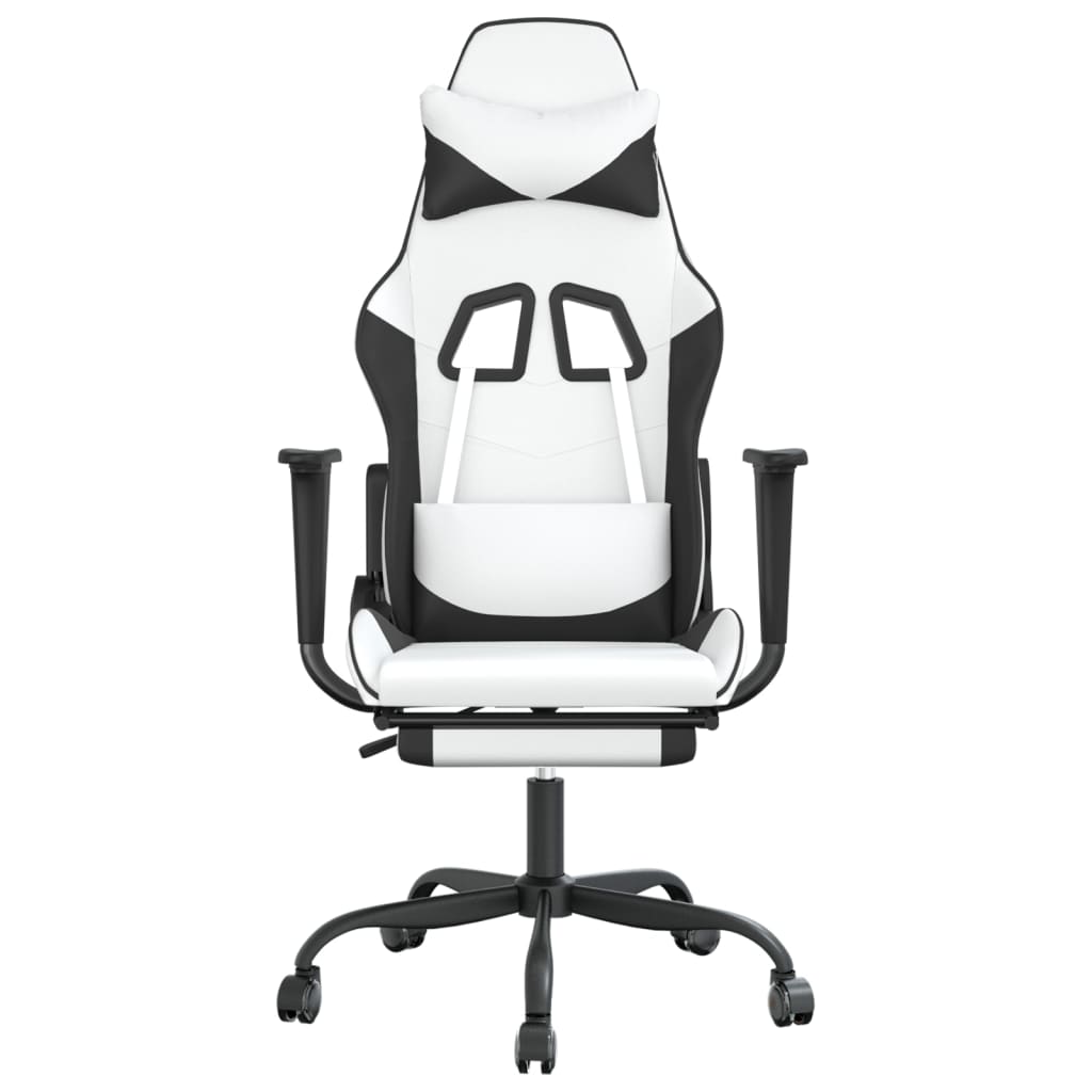 Chaise de jeu avec repose-pied Blanc et noir Similicuir Chaises de jeux vidaXL   