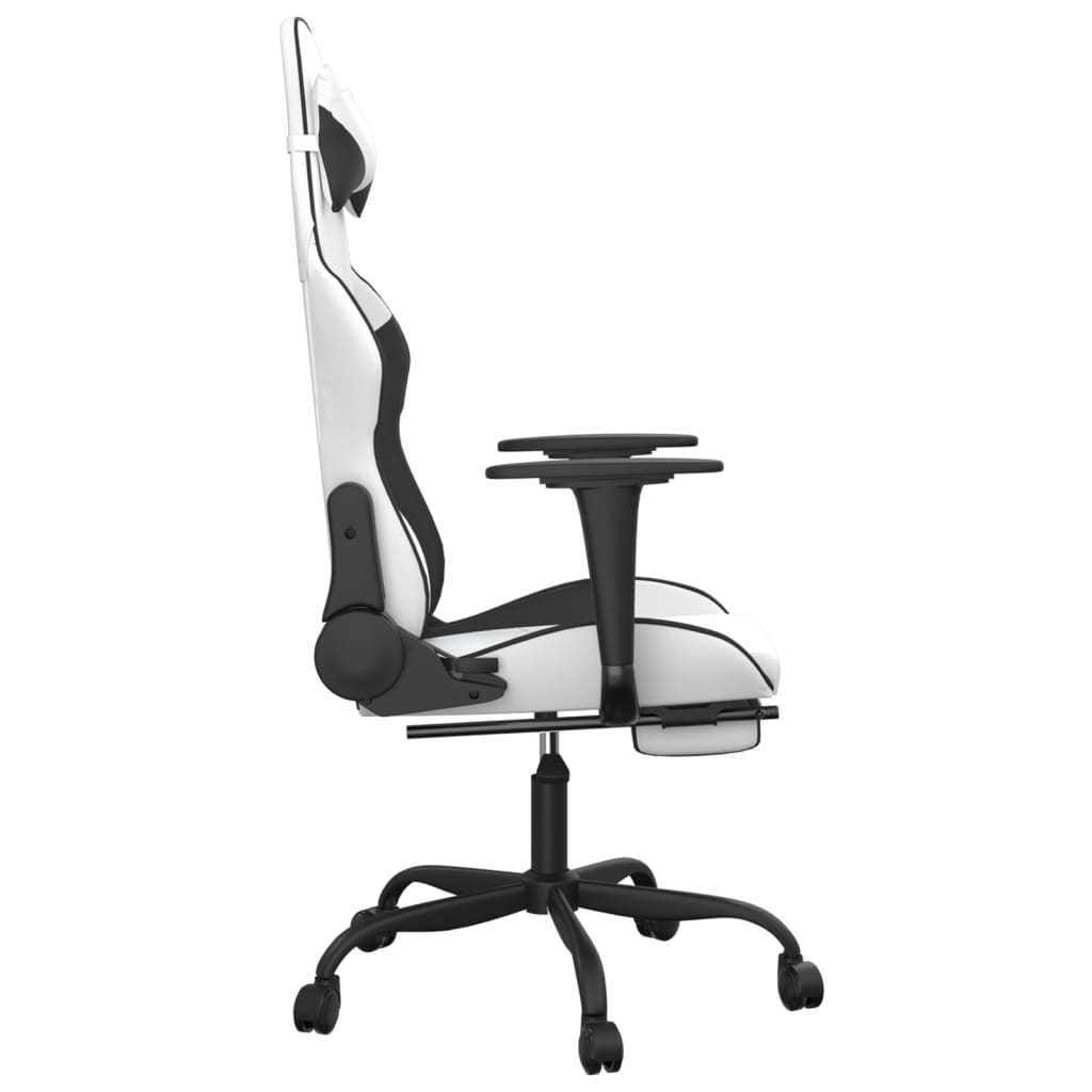 Chaise de jeu avec repose-pied Blanc et noir Similicuir Chaises de jeux vidaXL   