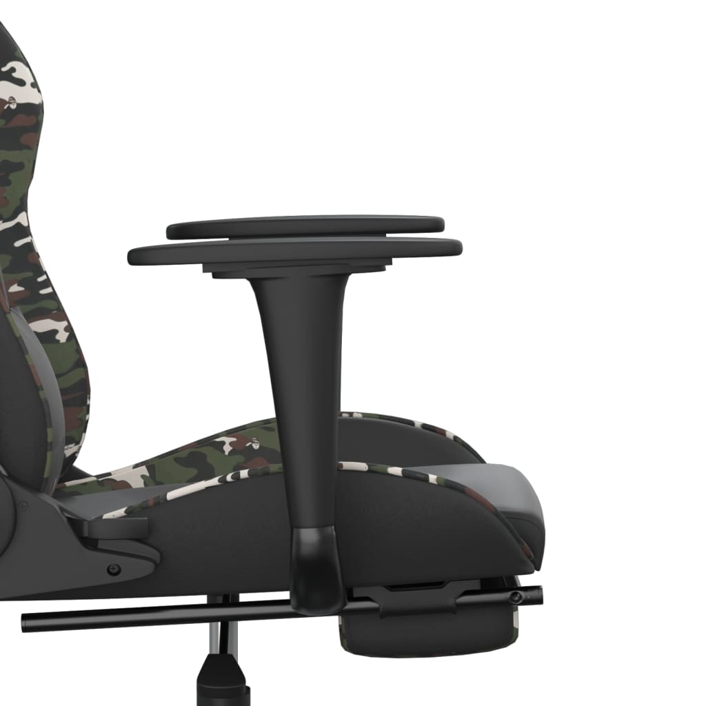 Chaise de jeu avec repose-pied Noir et camouflage Similicuir Chaises de jeux vidaXL   