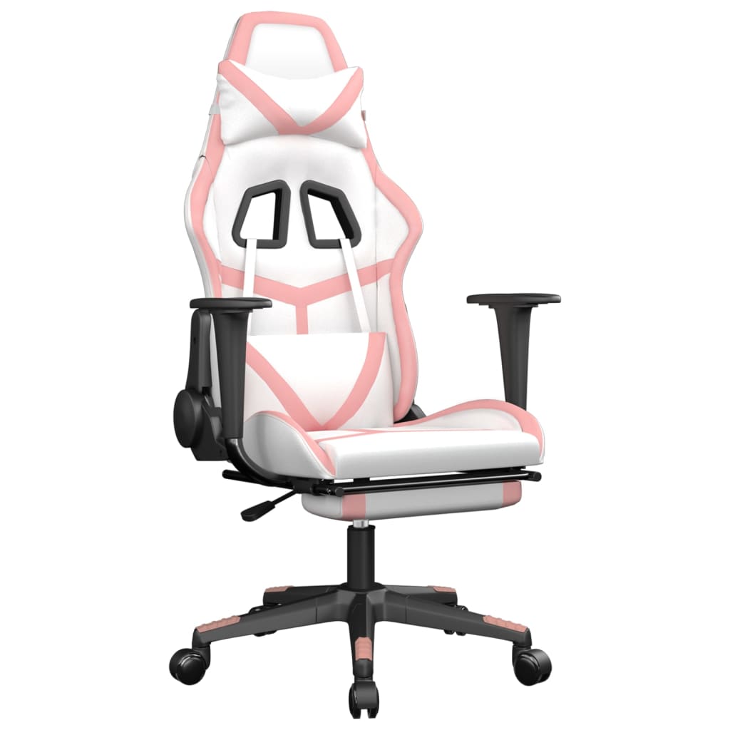 Chaise de jeu avec repose-pied Blanc et rose Similicuir Chaises de jeux vidaXL   