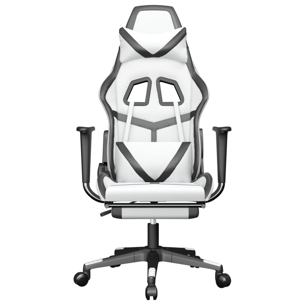 Chaise de jeu avec repose-pied Blanc et noir Similicuir Chaises de jeux vidaXL   