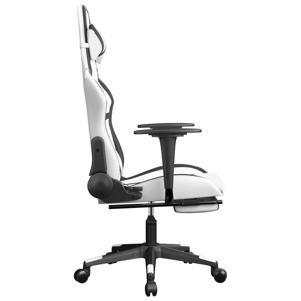 Chaise de jeu avec repose-pied Blanc et noir Similicuir Chaises de jeux vidaXL   