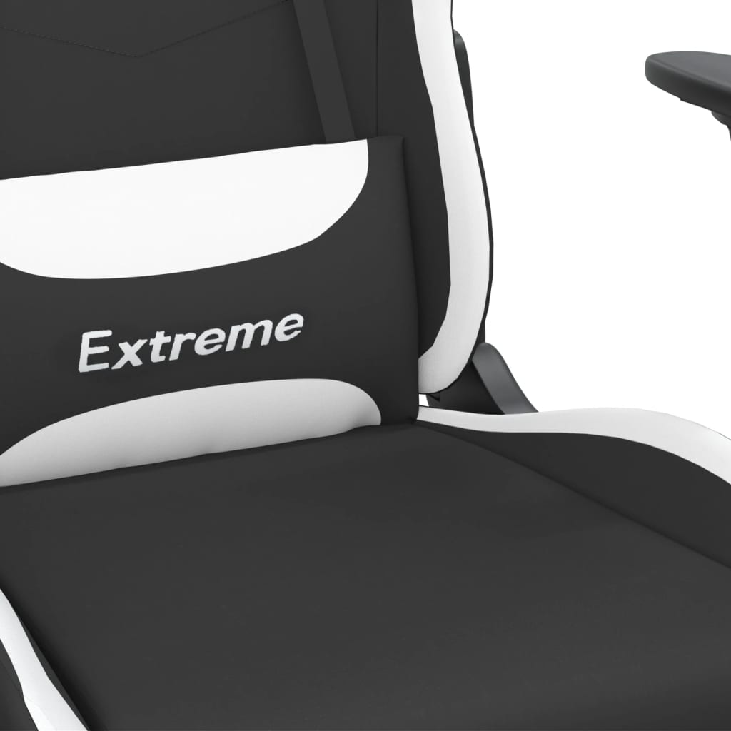 Chaise de jeu avec repose-pied Noir et blanc Tissu Chaises de jeux vidaXL   