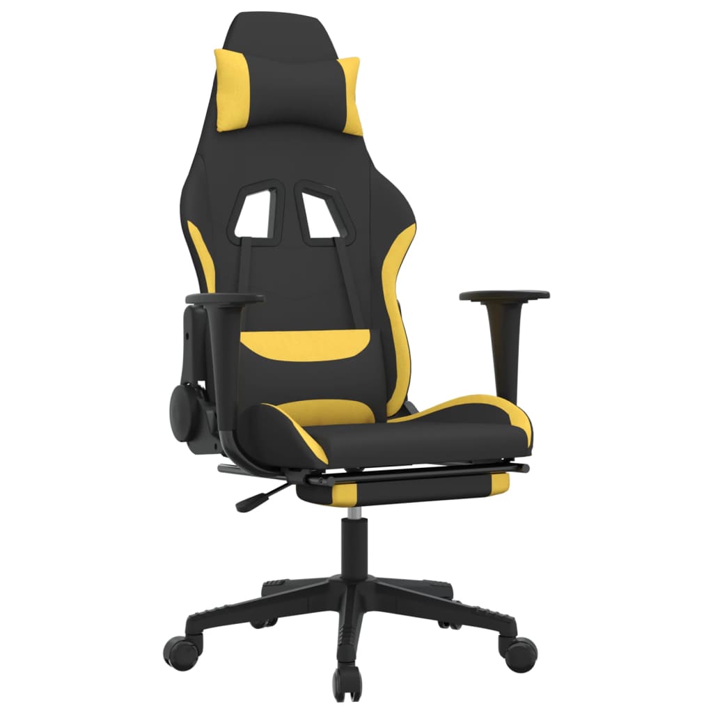 Chaise de jeu avec repose-pied Noir et jaune Tissu Chaises de jeux vidaXL   