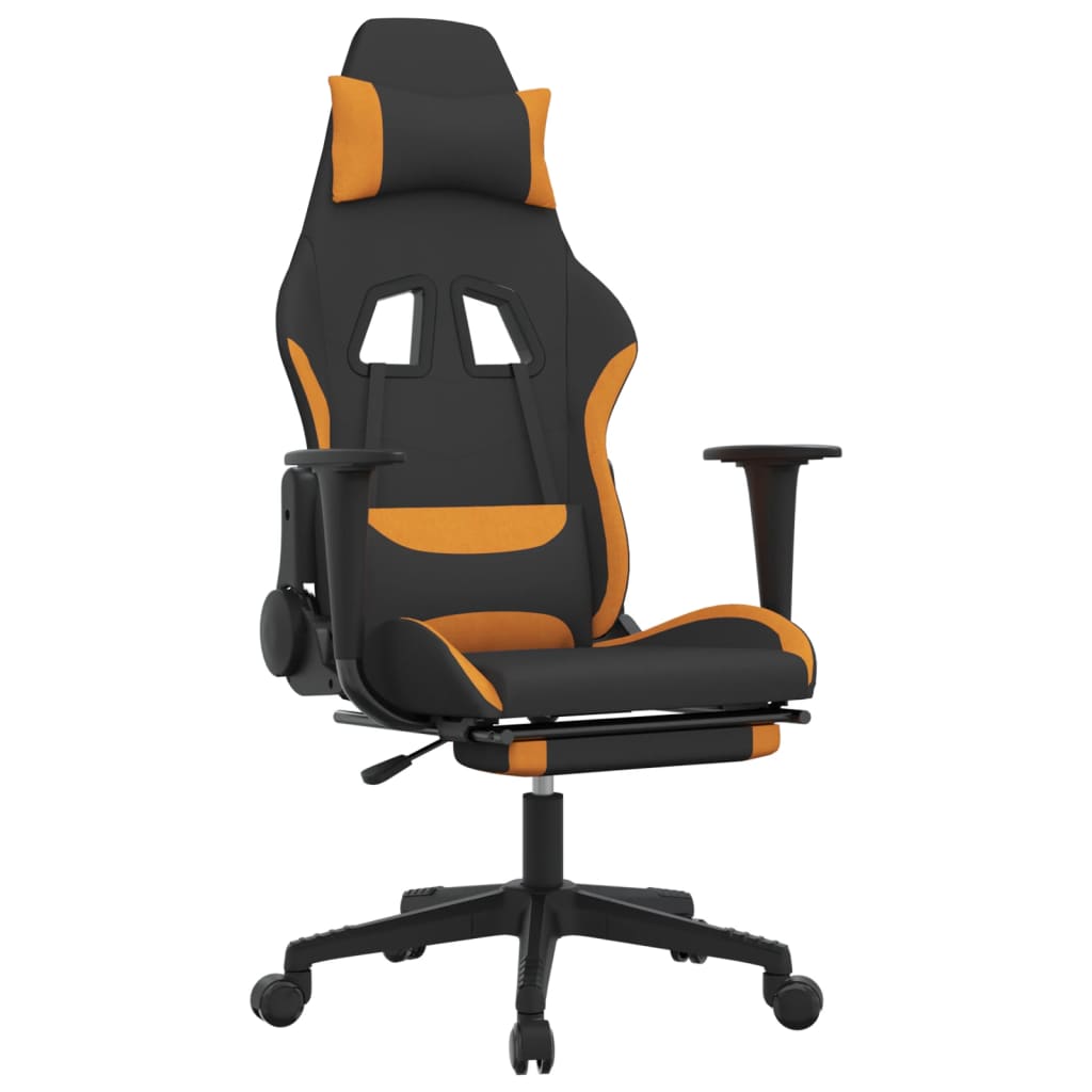 Chaise de jeu avec repose-pied Noir et orange Tissu Chaises de jeux vidaXL   