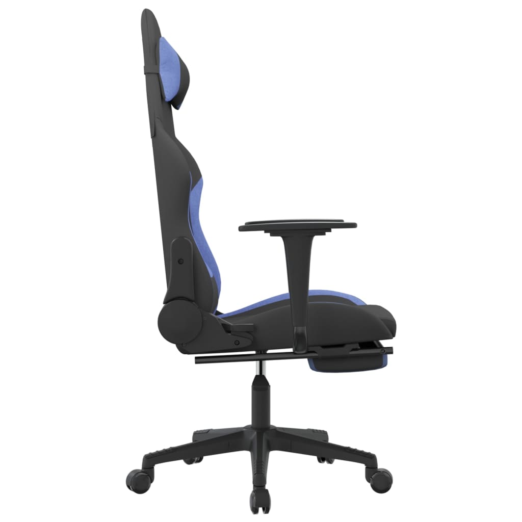 Chaise de jeu avec repose-pied Noir et bleu Tissu Chaises de jeux vidaXL   